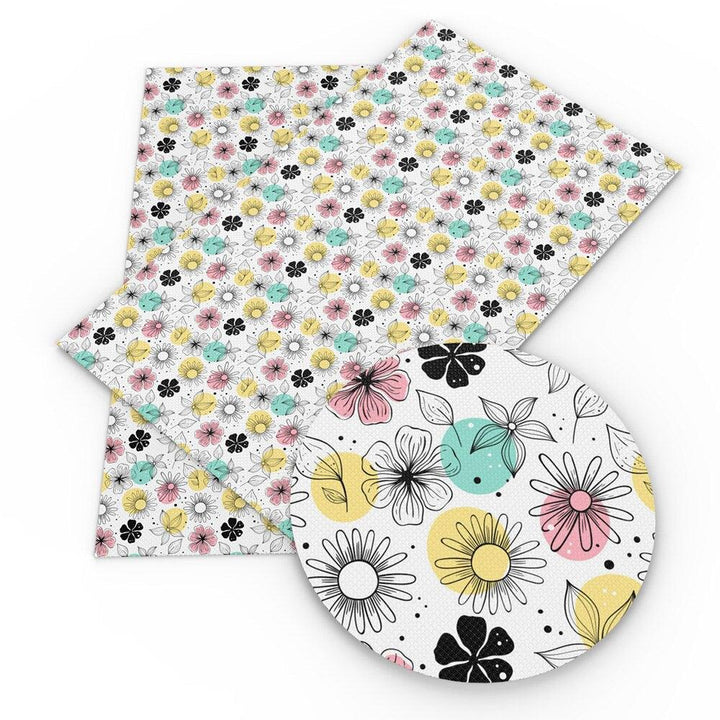 Lisslune | Vibrant Geometric Floral Synthetic Leather Craft Sheet - Enhance Your DIY Projects