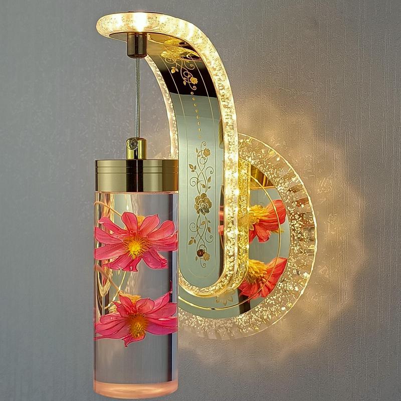Lisslune | Elegant Crystal Flower Dimming Wall Lamp