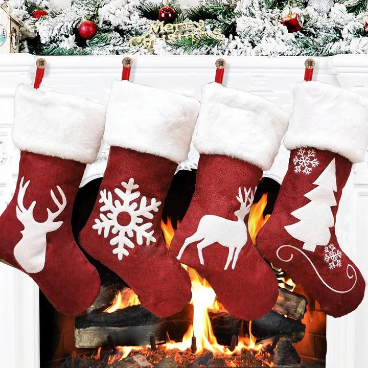 Rynx Knitted Christmas Stocking Socks Bag New Year's Gift Candy Bag Christmas Decorations For Home Xmas Tree Hanging Decorations Natal