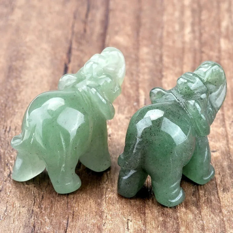 Lisslune | Green Aventurine Jade Stone Elephant Statue