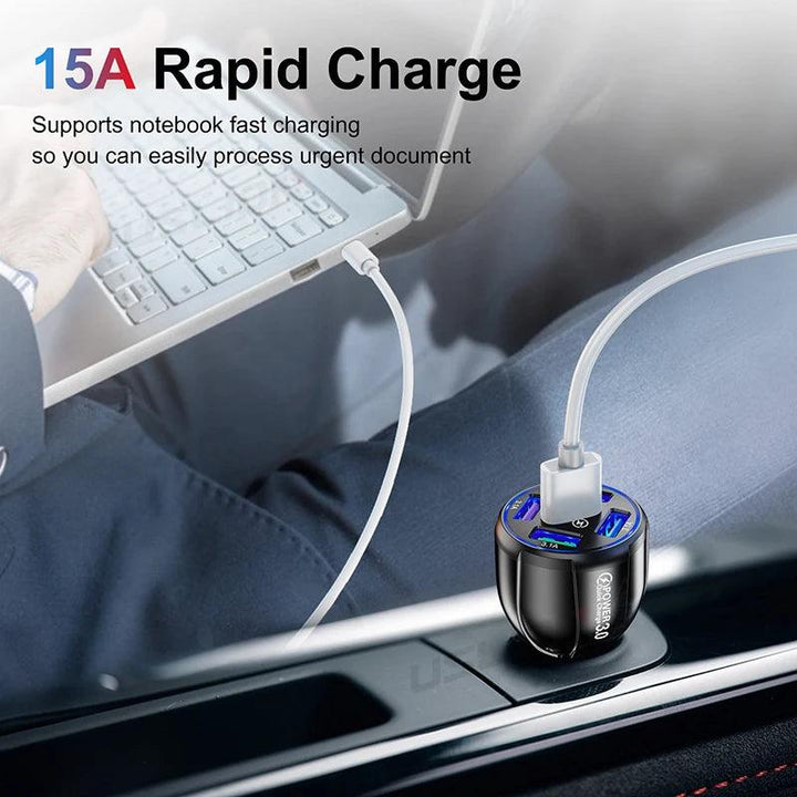 Lisslune | Multi-device fast charging USB car charger for iPhone 12 and all smartphones - your ideal travel companion