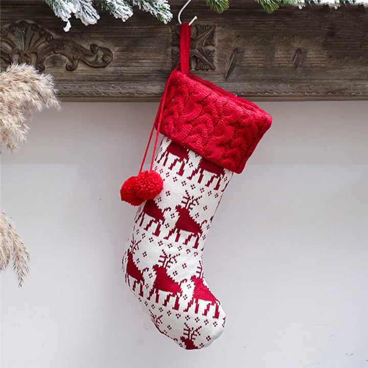 Rynx Knitted Christmas Stocking Socks Bag New Year's Gift Candy Bag Christmas Decorations For Home Xmas Tree Hanging Decorations Natal