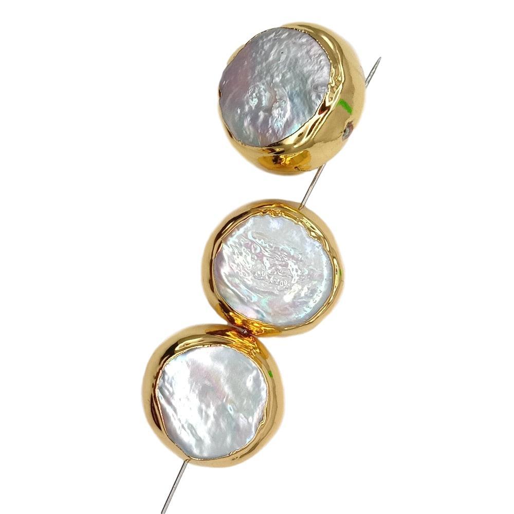 Lisslune | Exquisite gold rim white coin pearl set for stunning jewelry creations
