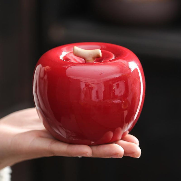 Lisslune | Charming red apple ceramic kitchen storage container