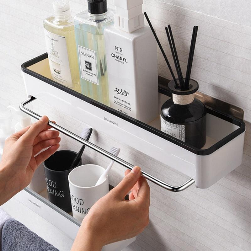 Lisslune | Bathroom wall organizer with towel holder and hanging rail