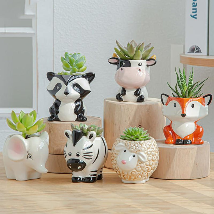 Lisslune | Cartoon Animal Motif Ceramic Flower Pot for Succulents