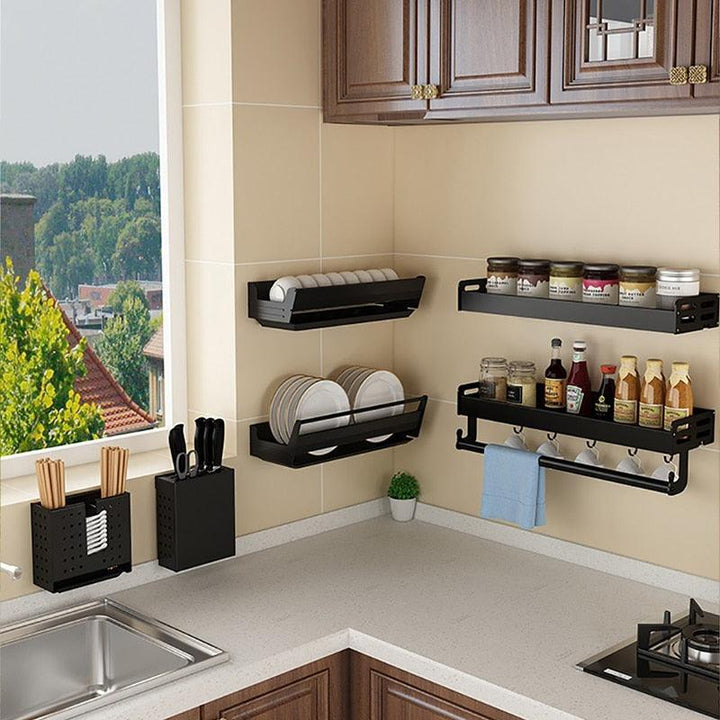 Lisslune | Elegant multifunctional aluminum storage rack with stylish hooks