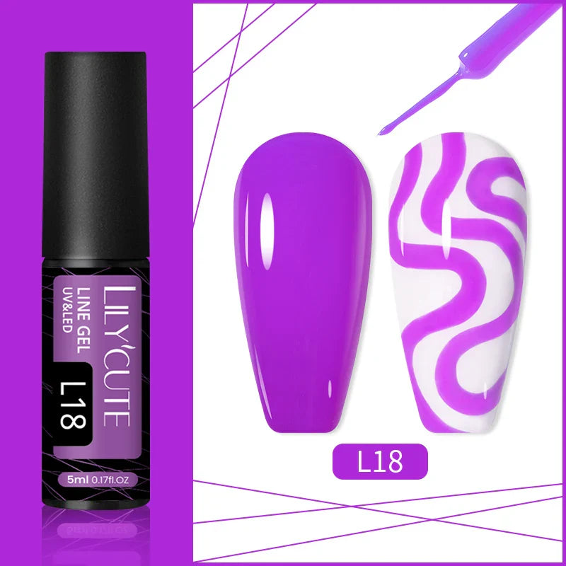Rynx | 5ml Line Nail Art Polish Liner Pen Gel with Brush Varnish Semi Permanent Gel Nail Polish Wire Drawing Line Nail Art Tool
