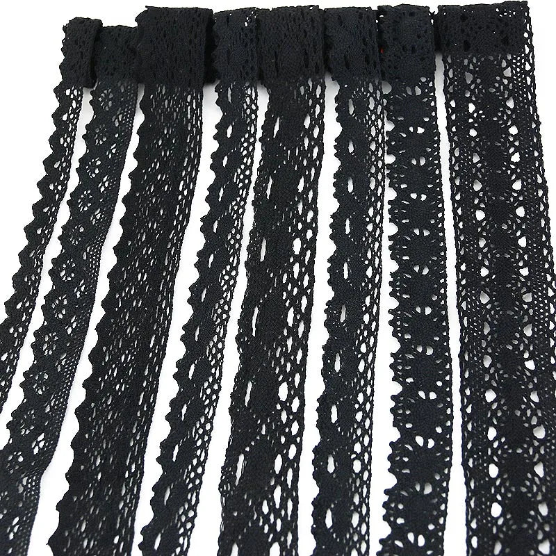 Rynx | (5 meters/roll) black lace fabric cotton embroidery trim DIY sewing handmade craft ribbons materials