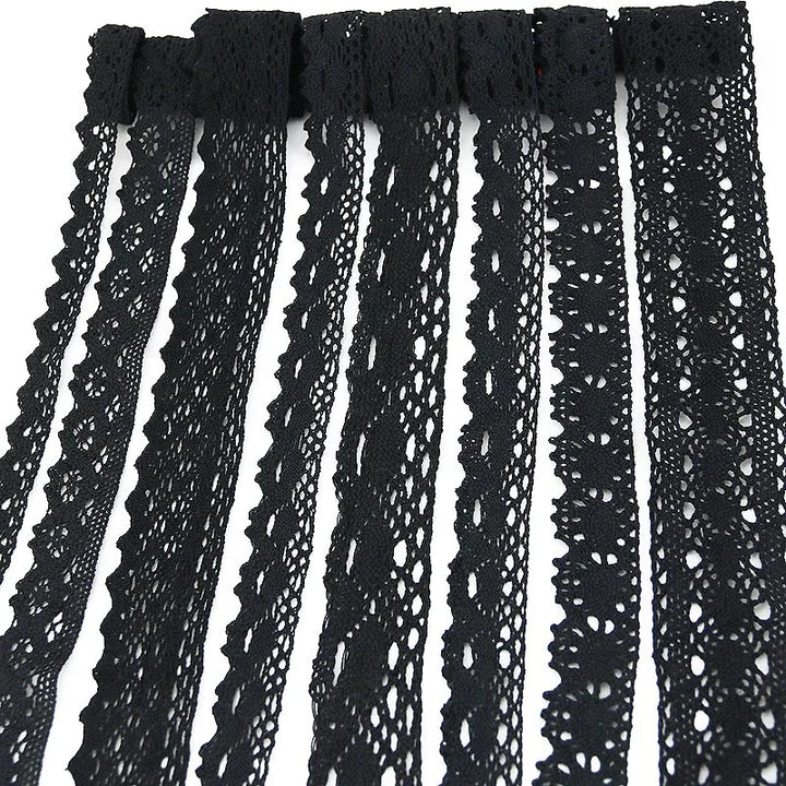 Rynx | (5 meters/roll) black lace fabric cotton embroidery trim DIY sewing handmade craft ribbons materials