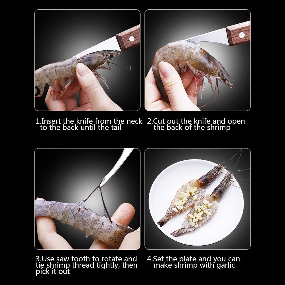 Lisslune | 2Pcs Stainless Steel Shrimp Peeler Set
