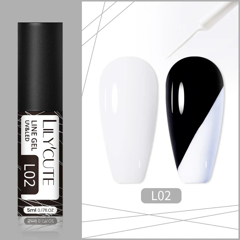 Rynx | 5ml Line Nail Art Polish Liner Pen Gel with Brush Varnish Semi Permanent Gel Nail Polish Wire Drawing Line Nail Art Tool