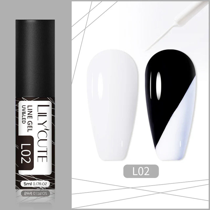 Rynx | 5ml Line Nail Art Polish Liner Pen Gel with Brush Varnish Semi Permanent Gel Nail Polish Wire Drawing Line Nail Art Tool