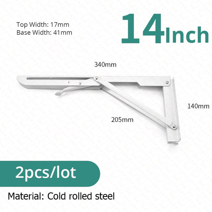 Lisslune | 2-piece set collapsible shelf brackets, heavy-duty, made of stainless steel for tables, motorhomes and space-saving
