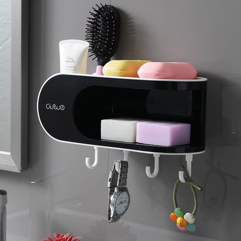 Lisslune | Elegant Nordic Soap Dish with Hook - Drill-Free Bathroom Organizer