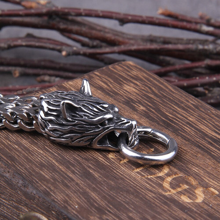 Lisslune | Silver Viking Bracelet "WolfBand" – Handmade with Fenrir Motif
