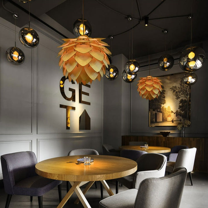 Lisslune | Handcrafted Wooden Pine Cone Pendant Light