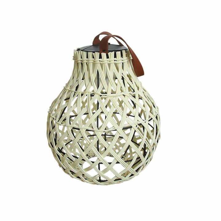 Lisslune | Solar LED Rattan Lantern – Large Outdoor Lighting in Oval Design for Garden and Terrace