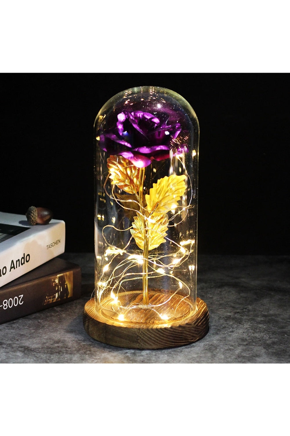 Lisslune | illuminated enchanted rose lamp