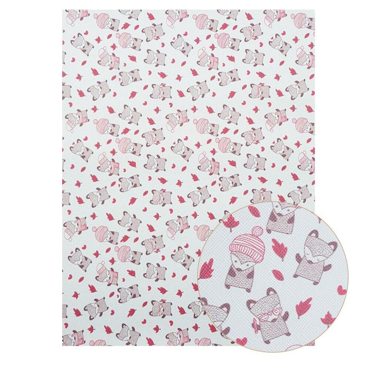 Lisslune | Chic Synthetic Leather Leaves with Luxurious Cartoon Bow Prints for Stylish DIY Creations