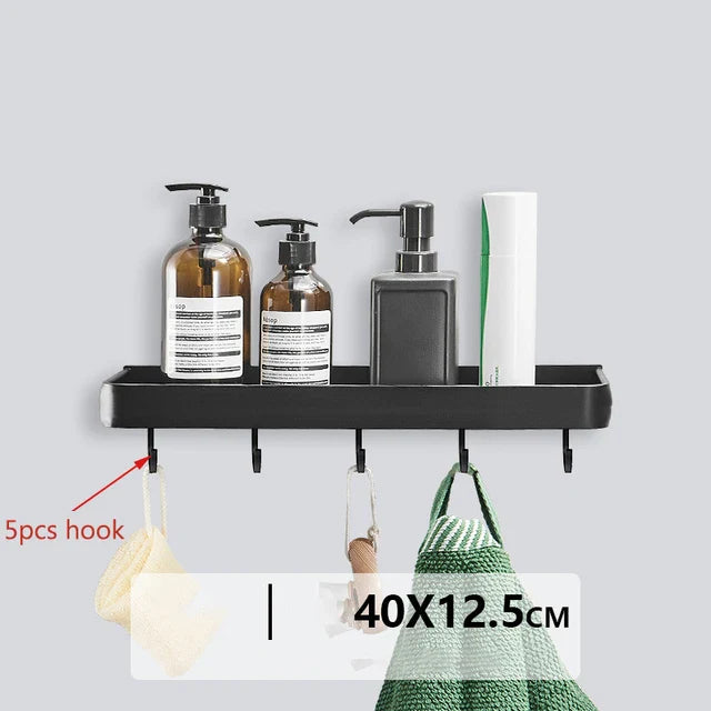 Lisslune | black wall-mounted storage shelf