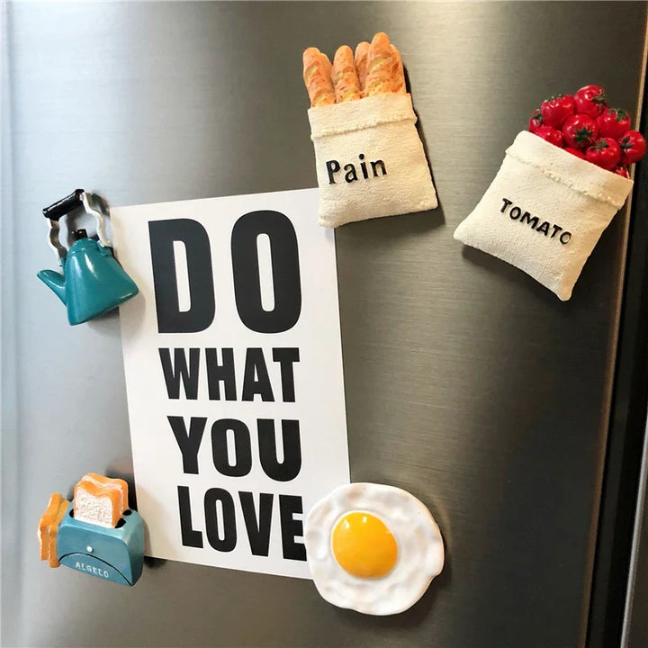 Rynx | Bionic Food Refrigerator Magnet 3D Creative Cartoon Home Decoration Magnetic Cute Refrigerator Magnet Magnetic Sticker Power Message