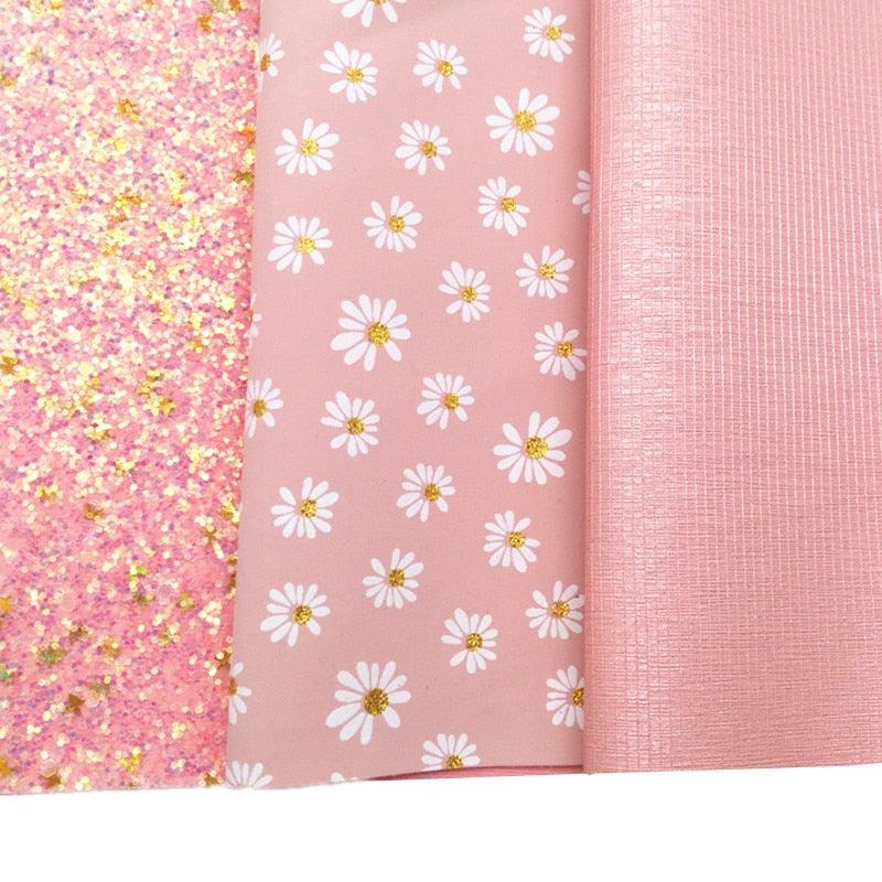 Lisslune | Shining Golden Heart & Daisy Synthetic Leather Crafting Sheets - Premium Quality for Creative Efforts