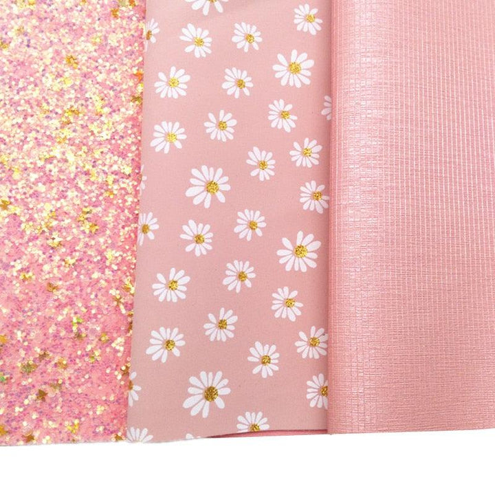 Lisslune | Shining Golden Heart & Daisy Synthetic Leather Crafting Sheets - Premium Quality for Creative Efforts