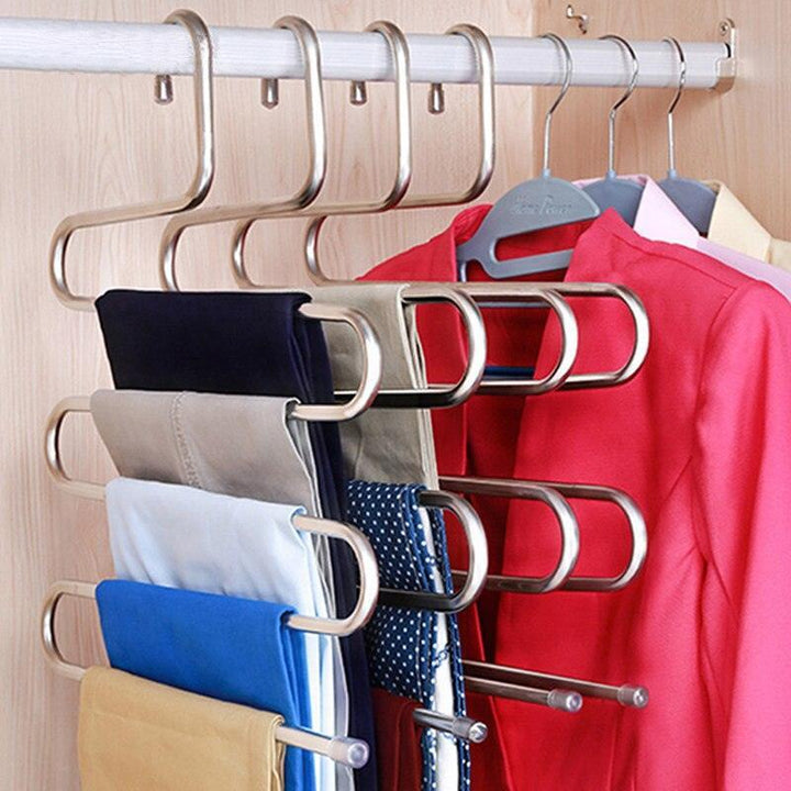 Lisslune | 5-Layer Stainless Steel Pants Hanger for Improved Closet Organization