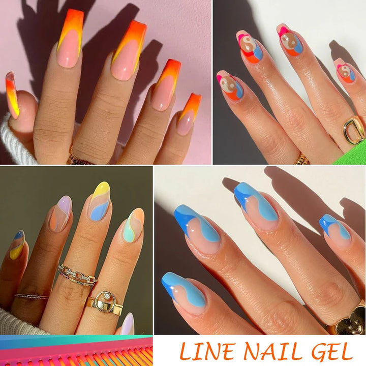 Rynx | 5ml Line Nail Art Polish Liner Pen Gel with Brush Varnish Semi Permanent Gel Nail Polish Wire Drawing Line Nail Art Tool