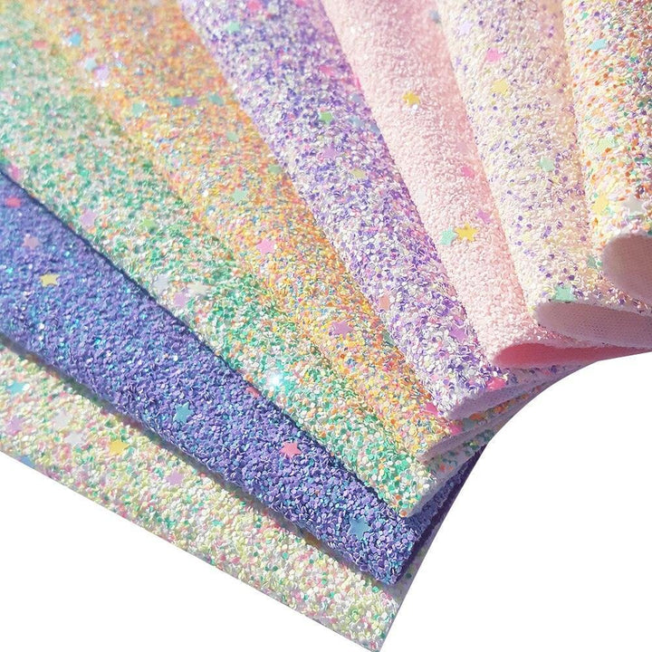 Lisslune | Sparkling Chunky Glitter Synthetic Leather Craft Sheets - A4 Size for Stunning DIY Projects