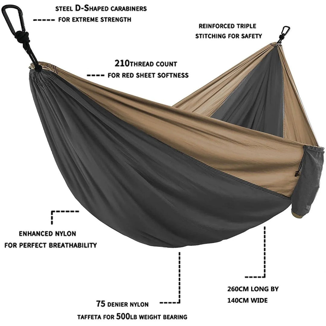 Lisslune | Zowee Ultimate Adventure Hammock Set with Tree Straps & Heavy Carabiners | Ultra-Durable Parachute Nylon
