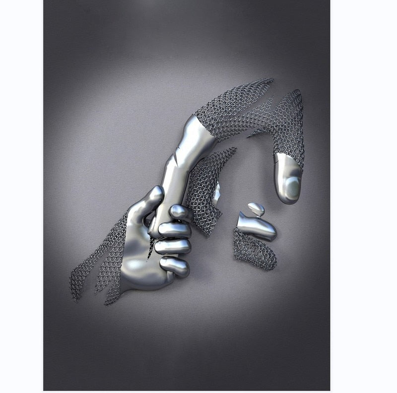 Lisslune | Metal Figure Statues Styles Abstract Canvas Painting Couples Wall Art Love Sculpture Poster Print Home Decor Living Room Gifts
