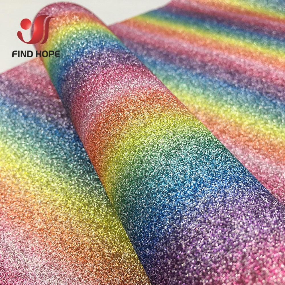 Lisslune | Glittery Rainbow Craft Fabric - 20x30cm Iridescent Art Supplies