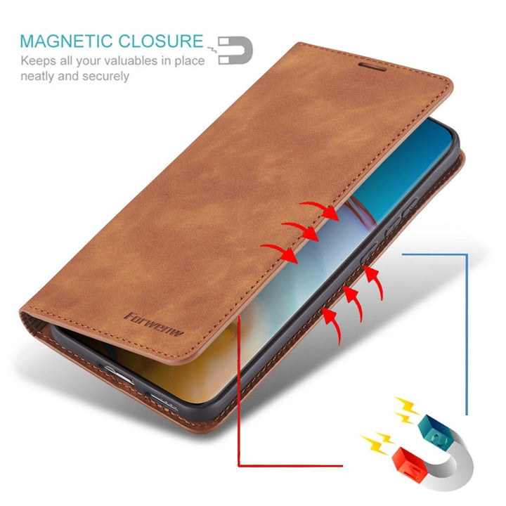 Lisslune | Huawei Case: Magnetic Leather Bag for Stylish Protection