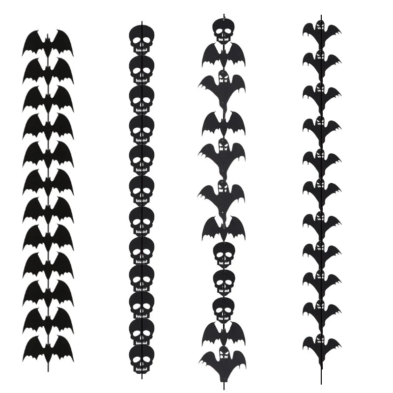 Rynx | 12 pieces/strand Halloween decoration felt wing bone ghost strand black hanging decoration creepy horror Halloween garland deco