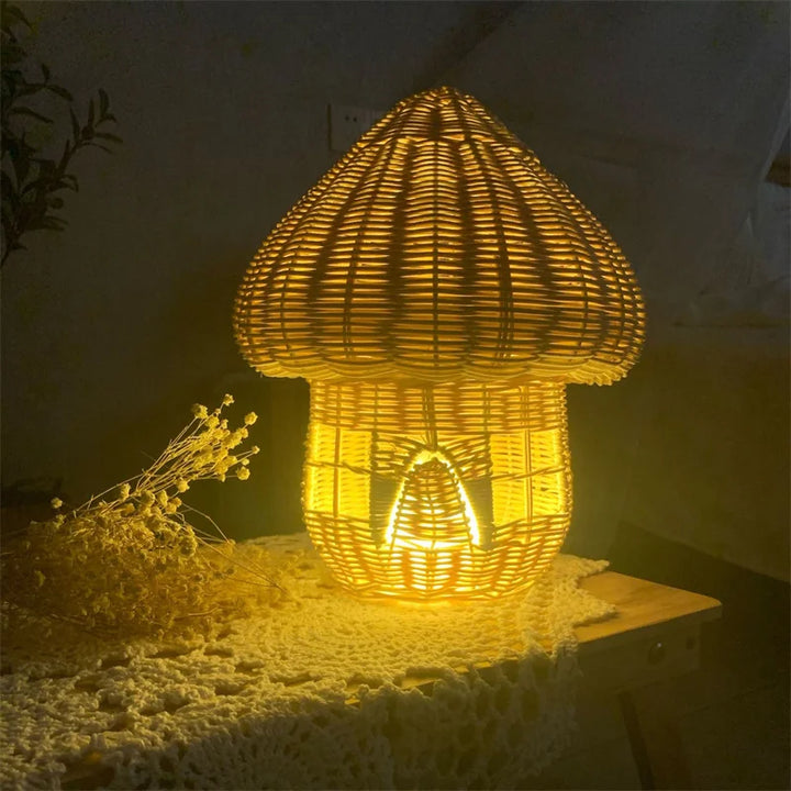 Lisslune | Handcrafted Rattan Mushroom House Ornament – Beautiful Woven Decoration for Home