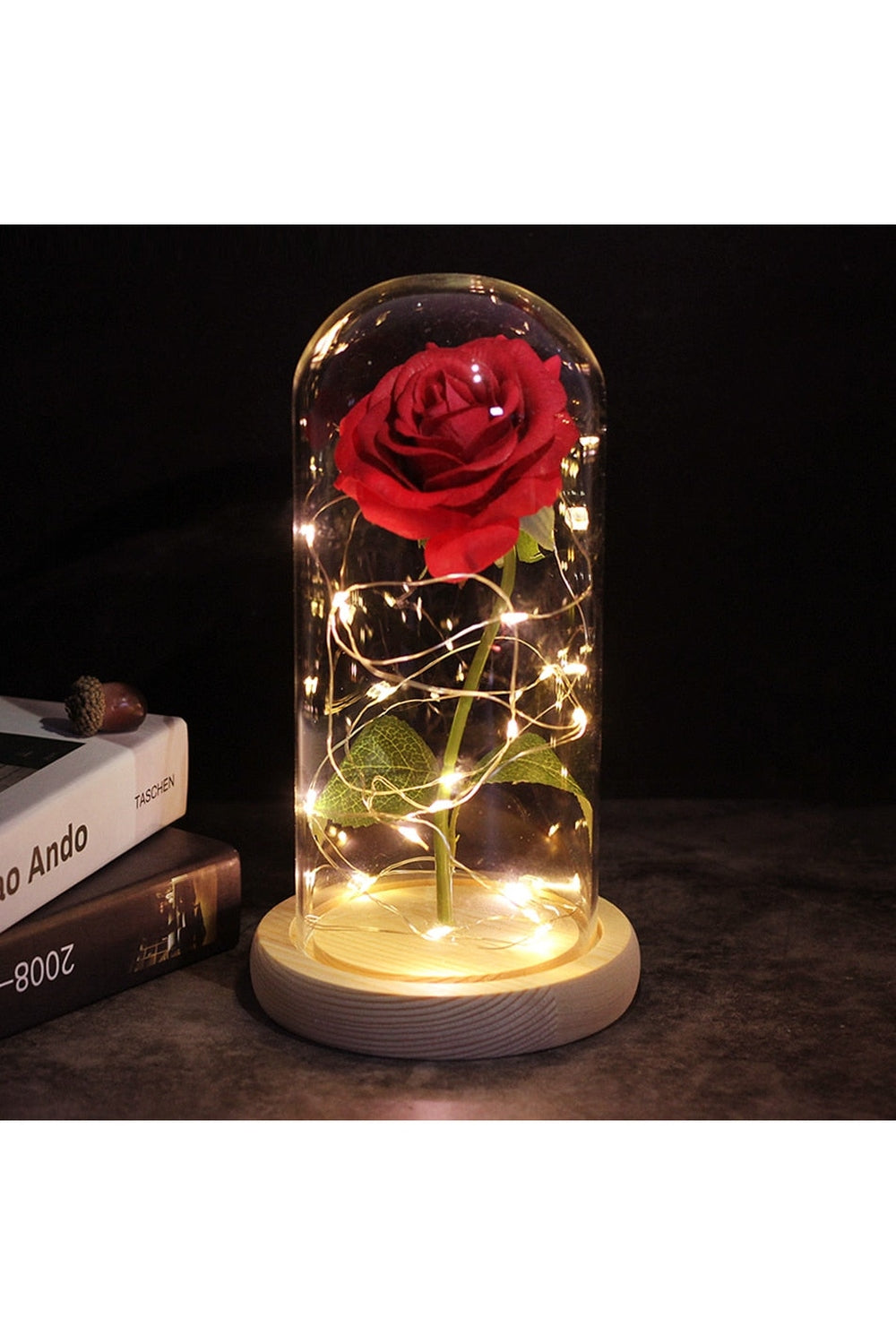 Lisslune | illuminated enchanted rose lamp