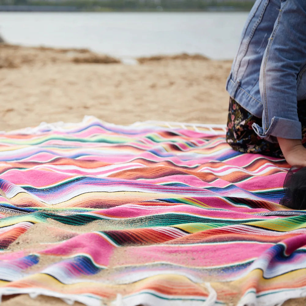 Lisslune | Boho Vibrant Mexican Serape Blanket