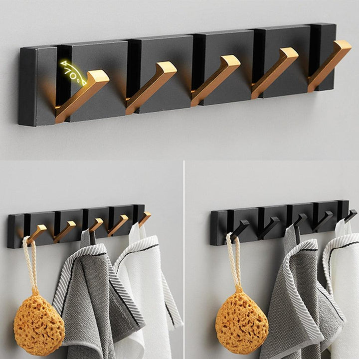 Lisslune | Modern Black Gold Compact Folding Towel Holder