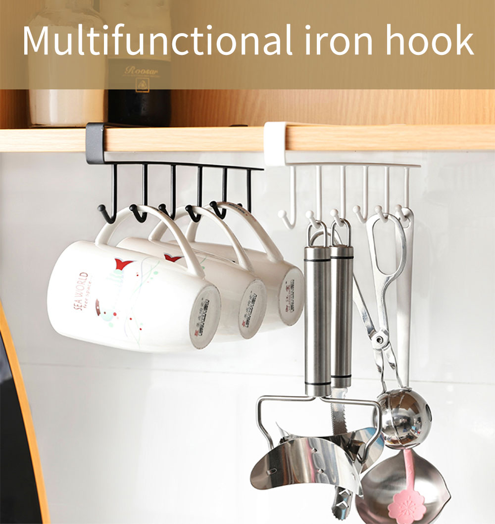Lisslune | Kitchen Under Cabinet Organizer Hook Rack