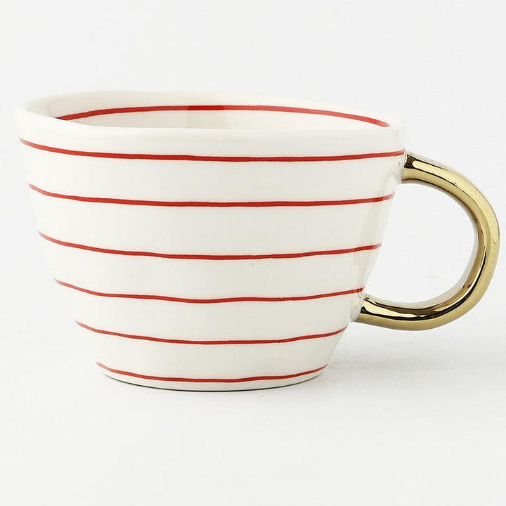 Lisslune | Cup with abstract geometric pattern and gold handle