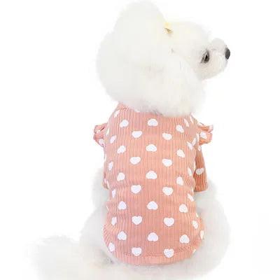 Lisslune | Shaded heart printed hoodie for small dogs - soft cotton in pink, beige, and gray