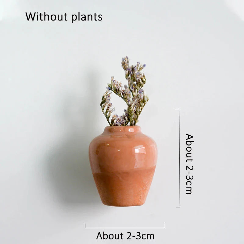 Rynx | Mini Ceramics Vase Refrigerator Magnet DIY Porcelain Vase Refrigerator Magnet Message Sticker Flower s Green Plant Kitchen Gift Decor