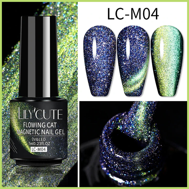 Rynx |7ML Snowlight Cat Magnetic Gel Nail Polish Grow-In-Dark Reflection Glitter Laser Semi-Permanent Soak Off UV Gel Nail Polish