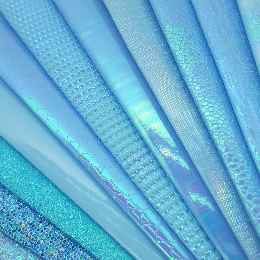 Lisslune | Irisdente Blue Snake Glossy Fabric for Creative Crafting
