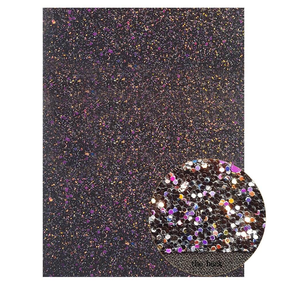 Lisslune | Glamorous Golden Purple Chunky Glitter Synthetic Leather Sheets for Creative DIY Projects