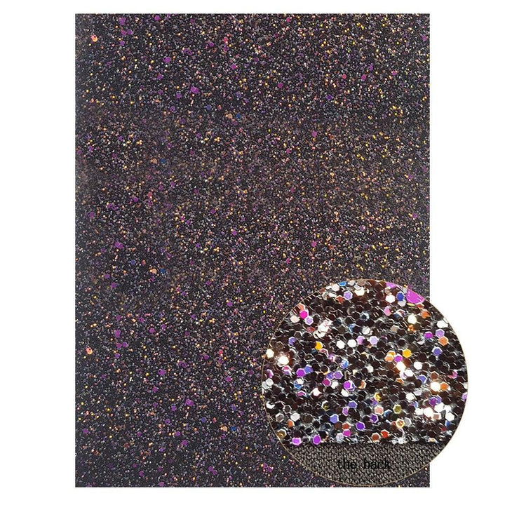 Lisslune | Glamorous Golden Purple Chunky Glitter Synthetic Leather Sheets for Creative DIY Projects