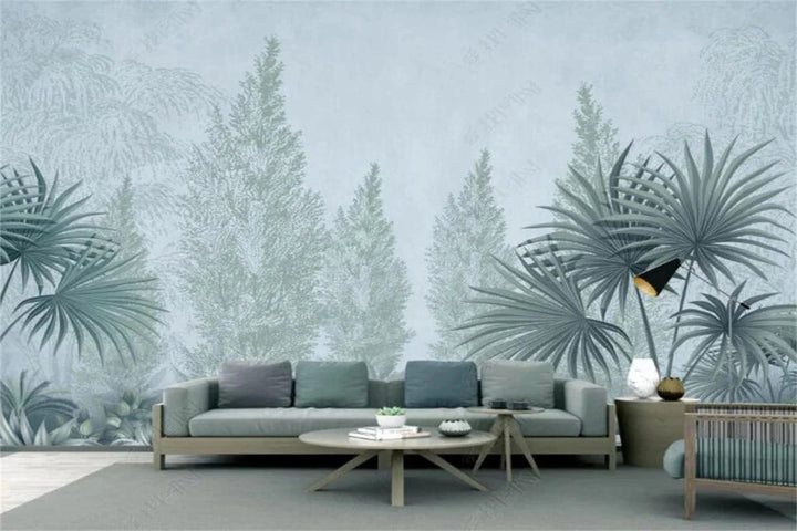 Lisslune | Elegant Monochrome 3D Banana Leaf Wallpaper for Stunning Living Spaces
