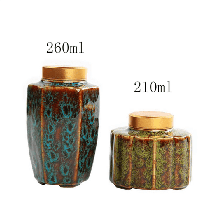 Lisslune | Elegant Vintage Chinese Ceramic Tea Storage Containers - Set of 2 in Green & Black